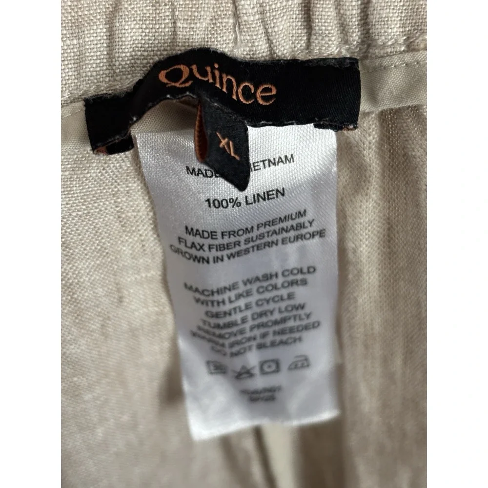 Quince Womens XL European Linen Pants Oatmeal Beige Chic Minimalist Pull On